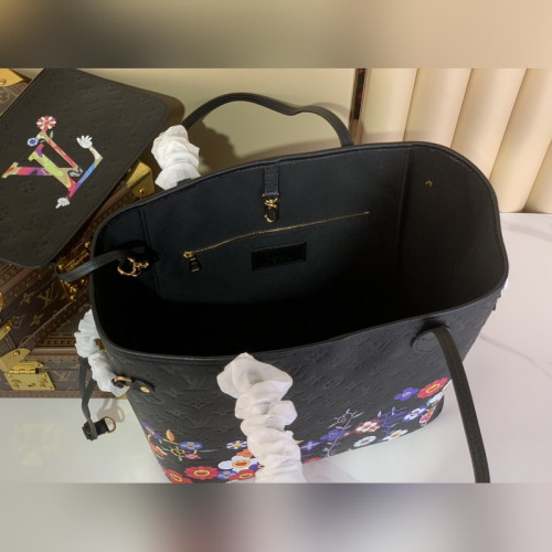 頂級原單[NEVERFULL 中號手袋]M45686 13675黑色/太陽花(村上隆)